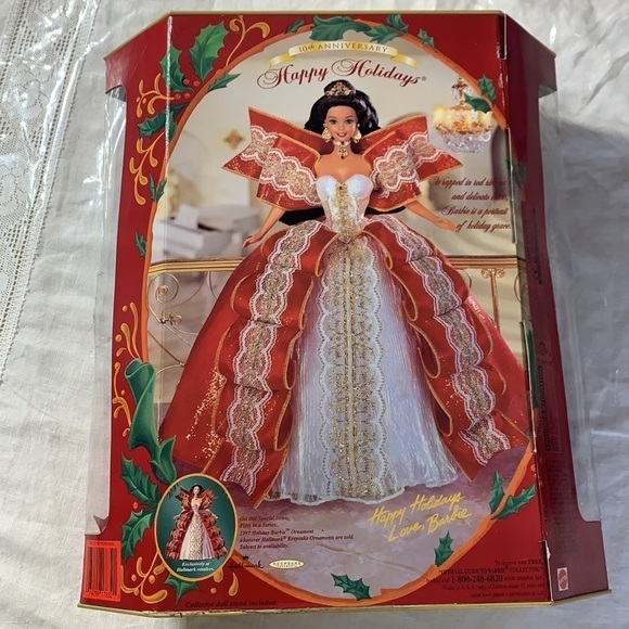 Mattel special edition Barbie happy holidays brunette 10th anniversary doll nib - Picture 4 of 10